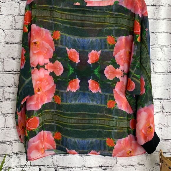 Anthropologie Floral Print Top Maytham Rose Dolman Blouse By Julie Haus, Size Sm - Picture 11 of 16
